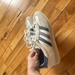 Adidas Gazelle White and Blue Sneakers